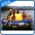 Sealed 3m Inflatable Floating Spin Water Disco Boat For 8 Person Blue / Yellow