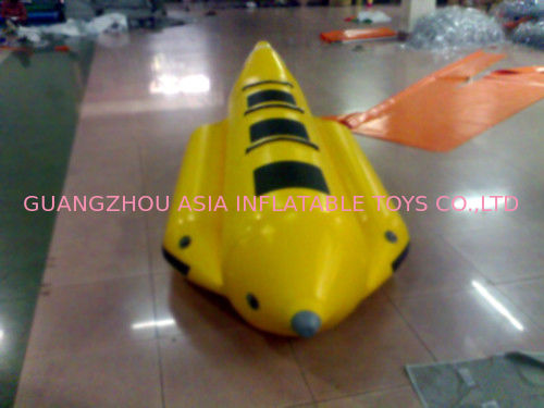 Yellow And Black Inflatable Small Banana Boat For 3 People , Inflatable Water Games