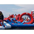 Red and Blue Inflatable Aqua Park , 0.9mm PVC Tarpaulin Inflatable Sports Park