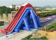Blue And Red Giant Inflatable Slide With Three Lanes / Digital Printing