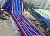Blue And Red Giant Inflatable Slide With Three Lanes / Digital Printing