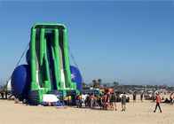 Green And Blue  Dry and Wet Slides , Inflatable Drop Kick Slide With Double Lanes For Resort And Event