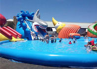 Huge Shark Inflatable Water Parks With Slide For Rent / Blow Up Water Playground