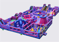 Durable Inflatable Theme Park With PVC Tarpaulin Material Purple And Blue
