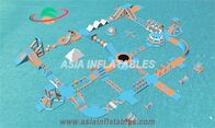 Light Blue and Orange 50 x 40 M Inflatable Floating Aqua Park Water Park For Cable Park