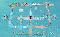 Light Blue and Orange 50 x 40 M Inflatable Floating Aqua Park Water Park For Cable Park