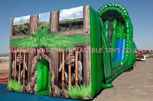 Kids Zip Line, Inflatable Tarzan Zip Line For Grassland Amusement Sports