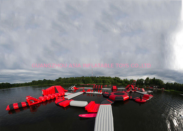 Exciting Fireproof Inflatable Floating Island Water Park Game For Adults