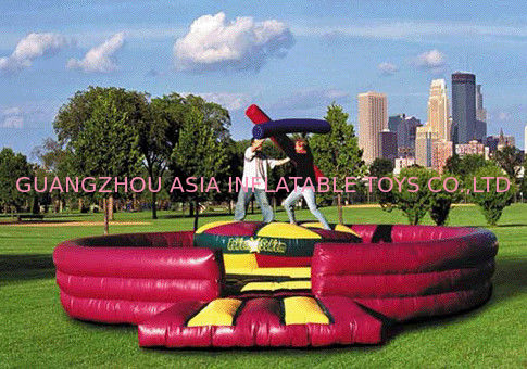 Red Outdoor Inflatable Amusement Park With Sealed Gladiator Duel Arena
