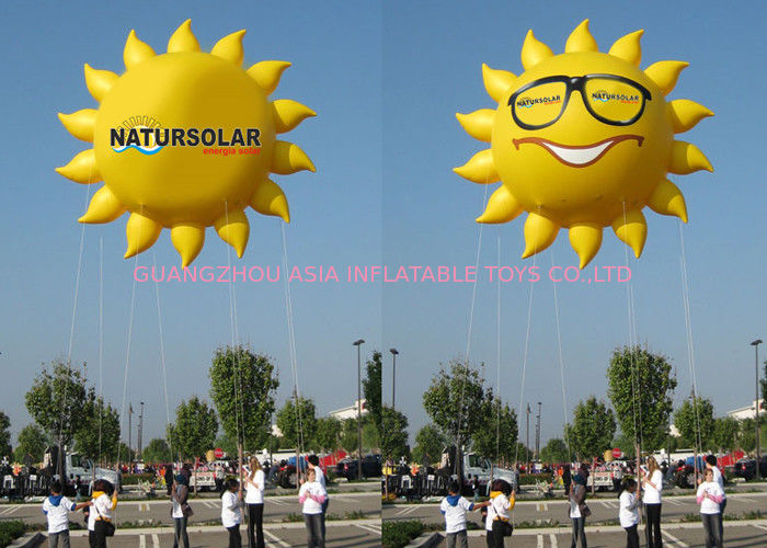 Sun Shaped Custom Inflatable Helium Balloons And Blimps 0.18mm PVC Material