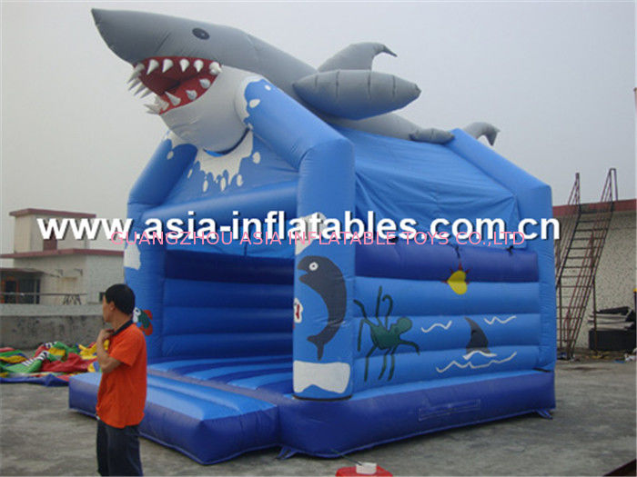 Novel lovely shark commercial inflatable combo for sale