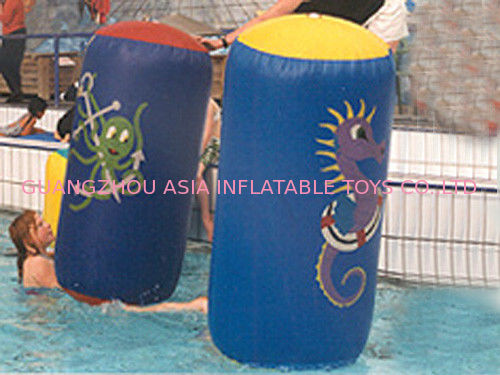 Pillar Shape Blue And Yellow Inflatable Buoys Used In Swimming Pool